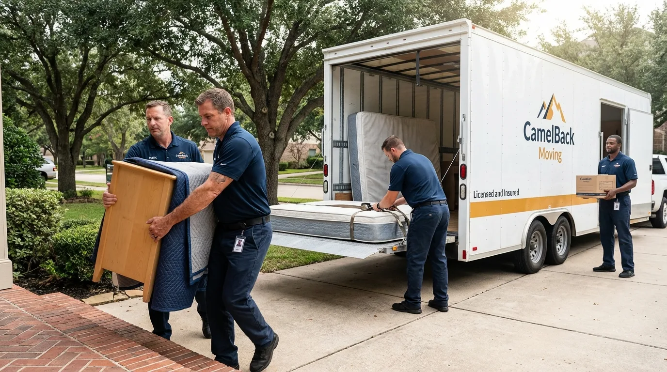 Crew loading residential truck for cross-state move from Gaston, NC