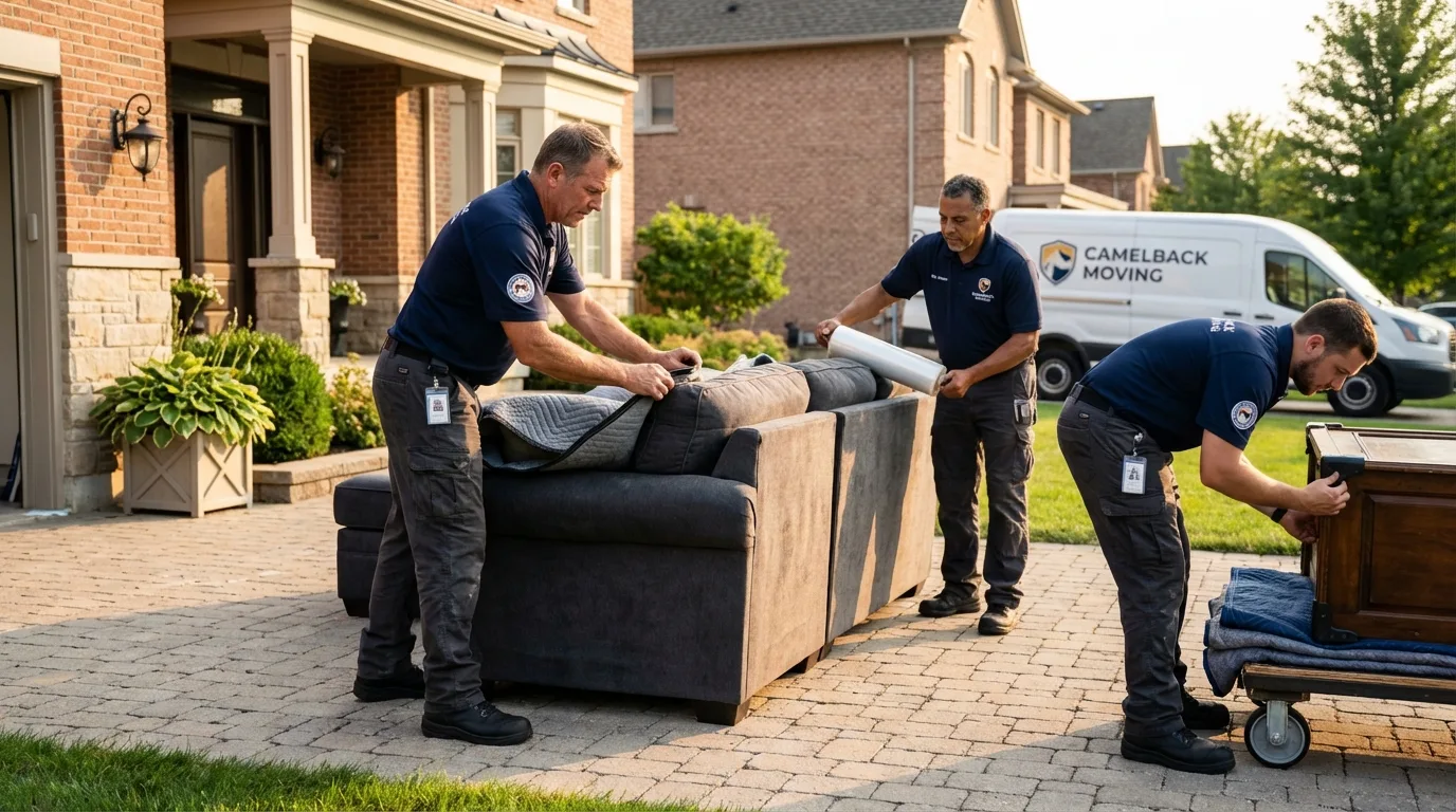 Large estate moving crew wrapping furniture in Gaston, NC